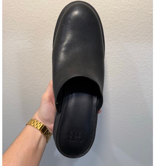 Gianni Bini Women’s Black Leather Platform Chunky Lug Sole Clog Mules 9.5 - Picture 11 of 16